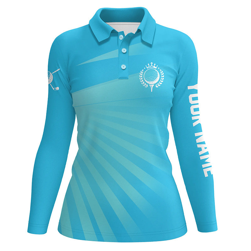 Personalized Blue Womens Golf Polo Shirts Custom Name Golf Shirts For Women Golfing Gifts LDT1353
