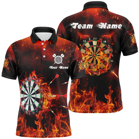 Personalized Darts Shirt For Men Custom Fire Flame Darts Mens Polo Shirt Dart Jerseys LDT0727