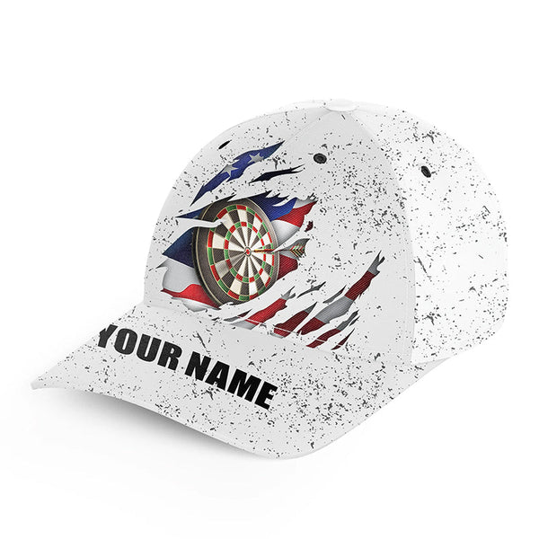 American Flag White Grunge Baseball Darts Cap Custom Patriotic Dart Hats For Dart Players LDT1369