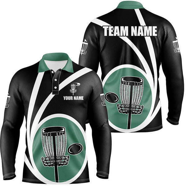 Customized Black Green Mens Disc Golf Polo Shirts Cool Disc Golf Shirt For Team Golf Gifts LDT0744