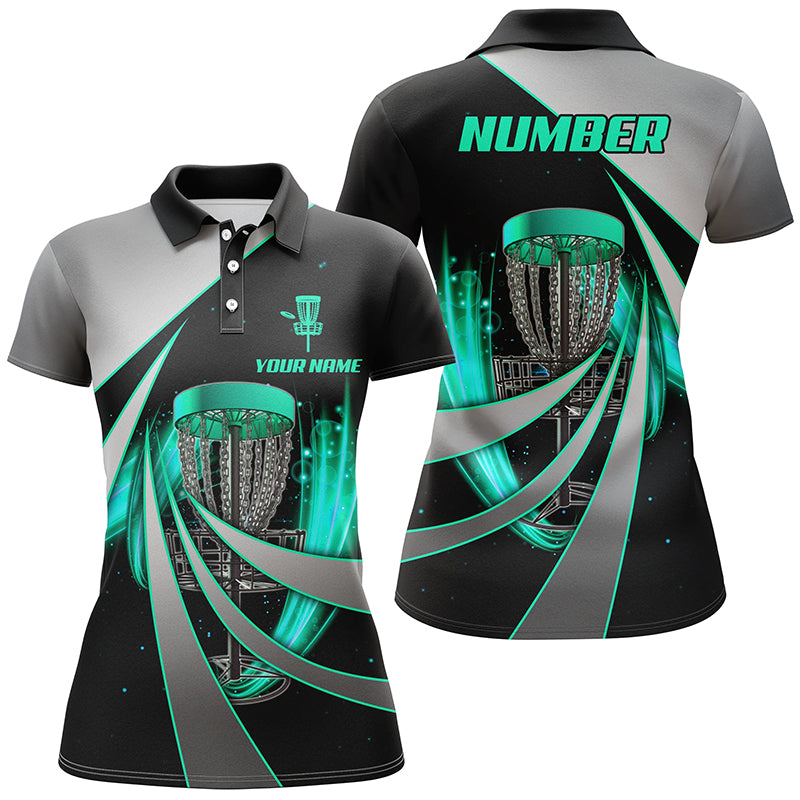 Green Black Personalized Disc Golf Polos Custom Disc Golf Basket Shirts For Women Golf Gifts LDT1401