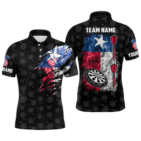 Smoke Texas Flag Mens Darts Polo Shirt Custom Patriotic Darts Shirt For Men Dart Jerseys LDT1234