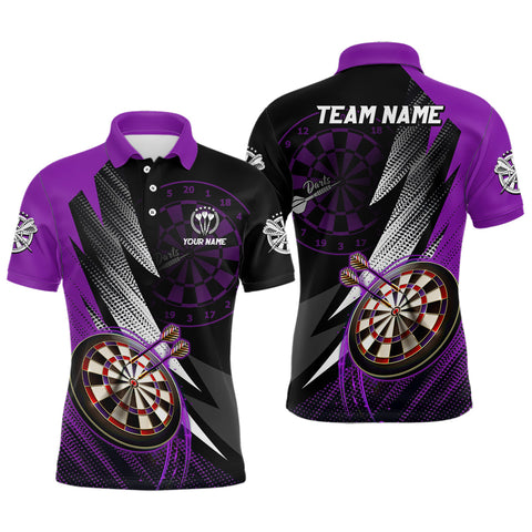 Personalized Black Purple Mens Darts Polo Shirt Custom Darts Shirt For Men Team Jersey LDT1218