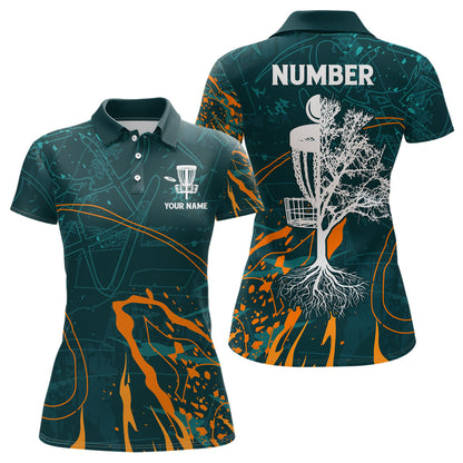 Personalized Disc Dude Disc Golf Polo Shirt Custom Green Orange Disc Golf Shirts For Women LDT0846