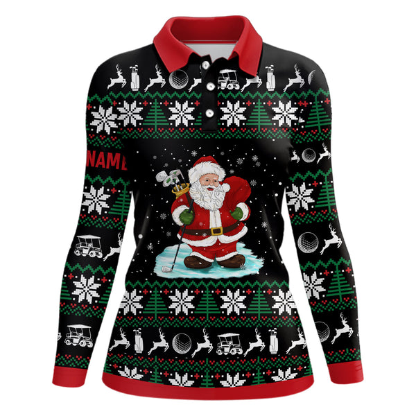 Christmas Santa Womens Golf Polo Shirt Custom Golf Shirts For Women Best Golf Gifts For Xmas LDT1042