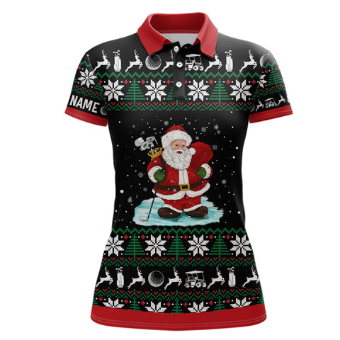 Christmas Santa Womens Golf Polo Shirt Custom Golf Shirts For Women Best Golf Gifts For Xmas LDT1042