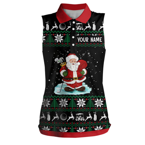 Christmas Santa Womens Sleeveless Polo Shirt Custom Golf Shirts For Women Best Golf Gifts For Xmas LDT1042