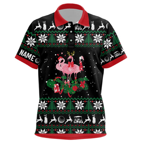 Christmas Flamingo Kids Golf Polo Shirts Custom Golf Gifts For Kid Personalized Kid Golf Tops LDT1043
