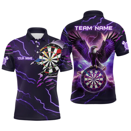 Purple Thunder Lightning Eagle Darts Polo Shirt Custom Darts Shirt For Men Dart Jerseys LDT1453