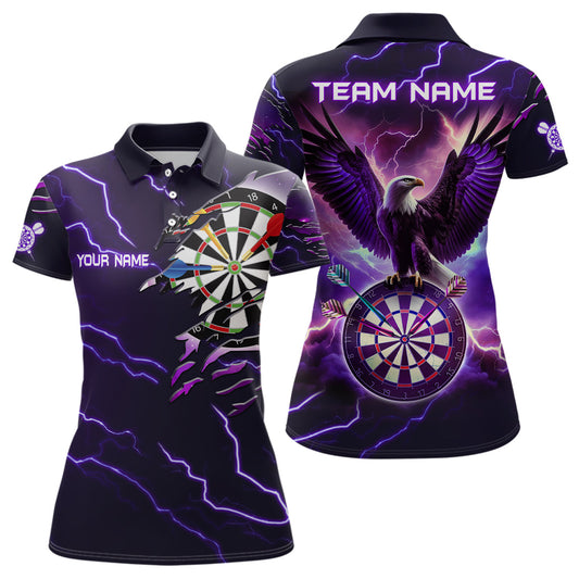 Purple Thunder Lightning Eagle Darts Polo Shirt Custom Darts Shirt For Women Dart Jerseys LDT1453