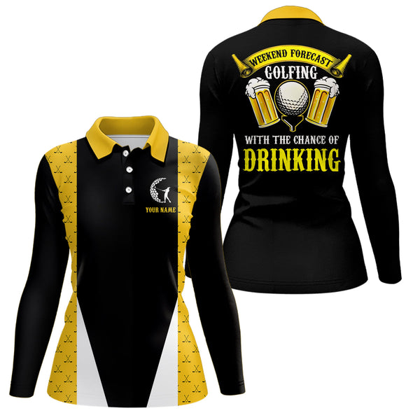 Golfing With The Chance Of Drinking Golf Clubs Seamless Polo Shirt Beer Golf Shirts For Women LDT0542