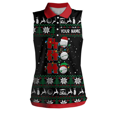 Christmas Golf Womens Sleeveless Polo Shirt Custom Golf Shirts For Women Golf Gifts For Christmas LDT0856