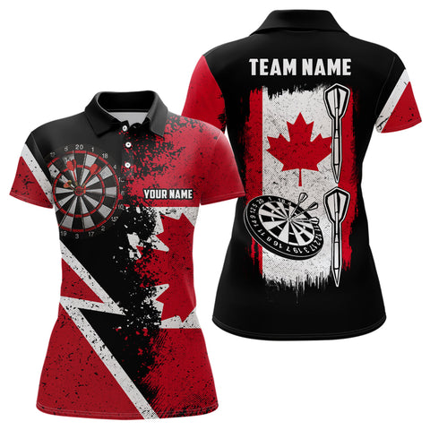 Retro Canada Flag Darts Polo Shirt Custom Patriotic Darts Shirt For Women Dart Jerseys LDT1060