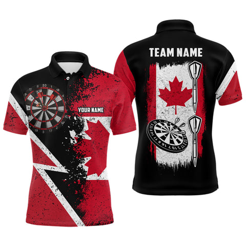 Retro Canada Flag Mens Darts Polo Shirt Custom Patriotic Darts Shirt For Men Dart Jerseys LDT1060