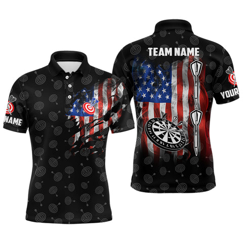 Smoke American Flag Mens Darts Polo Shirt Custom Patriotic Darts Shirt For Men Dart Jersey LDT1061