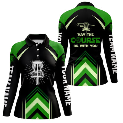 May The Course Be With You Green Womens Disc Golf Polo Shirt Custom Disc Golf Shirt For Women LDT1246