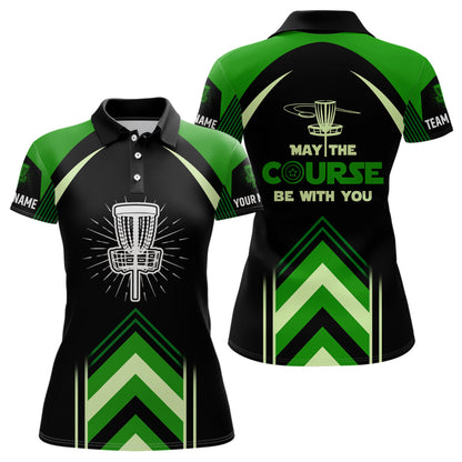 May The Course Be With You Green Womens Disc Golf Polo Shirt Custom Disc Golf Shirt For Women LDT1246