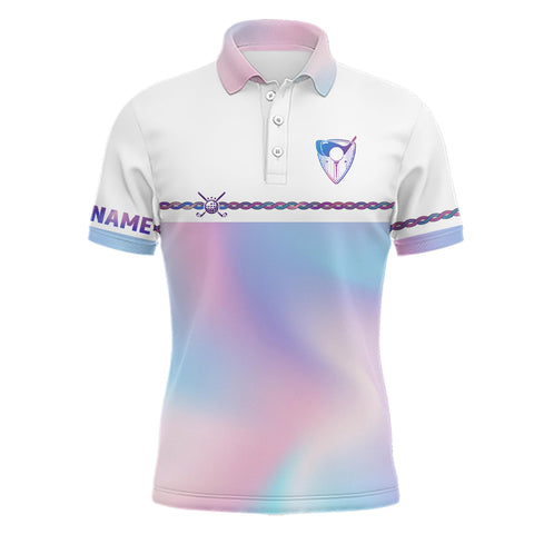 Personalized Mens Golf Polo Shirt Custom Gradient Pastel Rainbow Golf Shirts For Men Golf outfit LDT0867