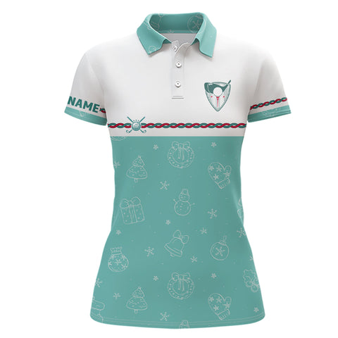 Turquoise Christmas Golf Polo Shirts Custom Winter Golf Shirts For Women Xmas Golf gifts LDT0869