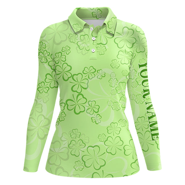 St Patrick Day Womens Golf Polo Shirt Shamrock Leaves Custom Golf Shirts For Women Golf Gifts LDT1260