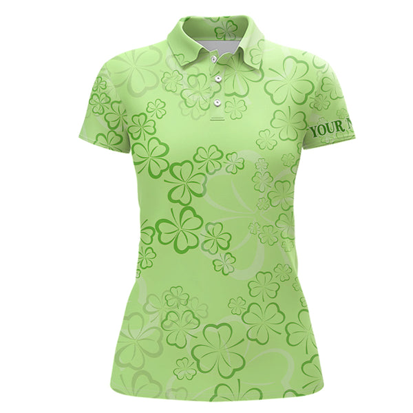 St Patrick Day Womens Golf Polo Shirt Shamrock Leaves Custom Golf Shirts For Women Golf Gifts LDT1260