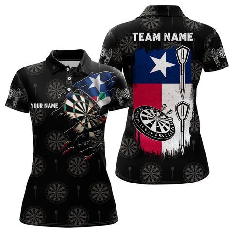 Personalized Retro Texas Flag Darts Polo Shirt Custom Patriotic Darts Jersey For Women LDT1288