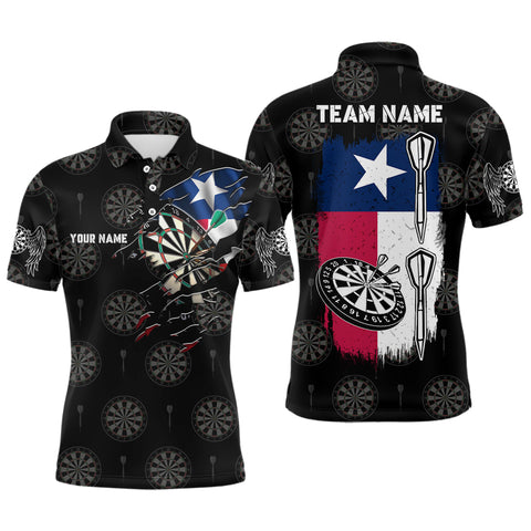 Personalized Retro Texas Flag Mens Darts Polo Shirt Custom Patriotic Darts Jersey For Men LDT1288