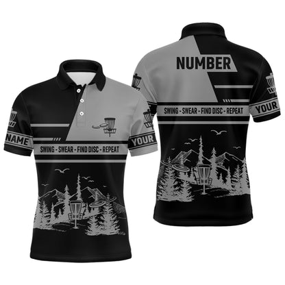 Mens Disc Golf Swing Swear Find Disc Repeat Custom Name And Number Disc Golf Shirts For Men LDT0288