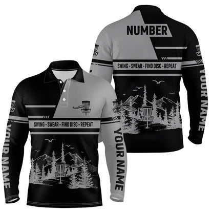 Mens Disc Golf Swing Swear Find Disc Repeat Custom Name And Number Disc Golf Shirts For Men LDT0288