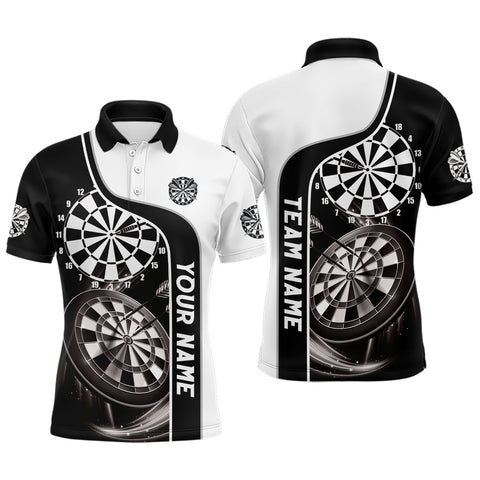 Black And White Mens Darts Polo Shirt With Name Customized Darts Shirts For Men Dart Jersey LDT0305