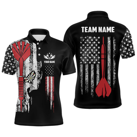 American Flag Skull Darts Polo Shirt Custom Patriotic Darts Shirts For Men Dart Jersey LDT0308