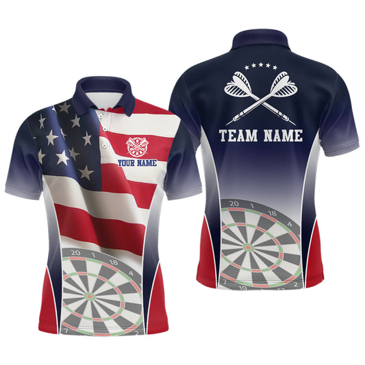 Mens 3D American Flag Patriotic Darts Polo Shirt Personalized Dart Jersey For Men LDT0320