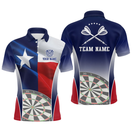 Mens 3D Texas Flag Patriotic Darts Polo Shirts Personalized Dart Jersey For Men LDT0321