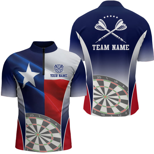 Mens 3D Texas Flag Patriotic Darts Quarter Zip Shirts Personalized Dart Jersey For Men LDT0321