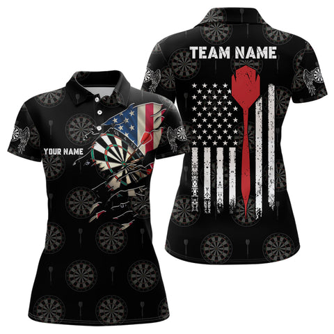 Personalized American Flag Custom Darts Polo Shirt Patriotic Dart Jersey For Women LDT0337
