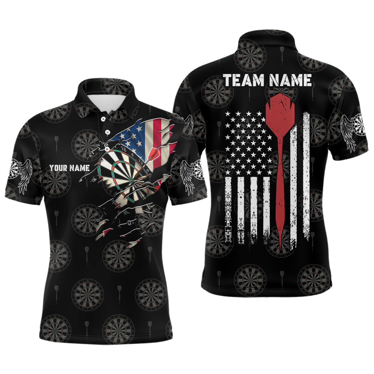 Personalized American Flag Custom Mens Darts Polo Shirt Patriotic Dart Jersey For Men LDT0337