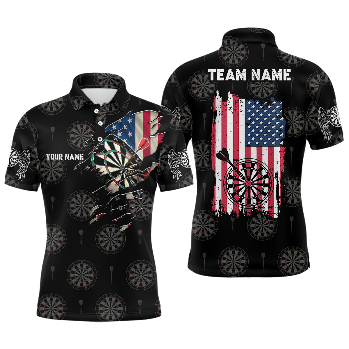 Personalized American Flag Mens Darts Polo Shirt Retro Patriotic Dart Jersey For Men LDT0649