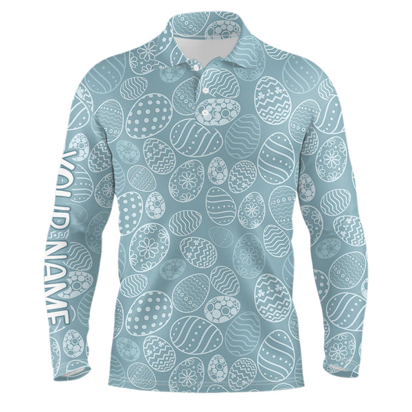 Blue Funny Easter Eggs Mens Golf Polo Shirts Custom Easter Day Golf Shirts For Men Golf Gifts LDT1336