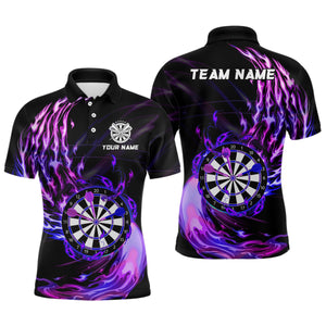 Purple Fire Dartboard Mens Darts Polo Shirt Custom Darts Shirt For Men Dart Jerseys LDT1474