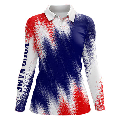 American Flag Womens Golf Polo Shirts Custom Patriotic Golf Shirts For Women Golfing Gifts LDT1344