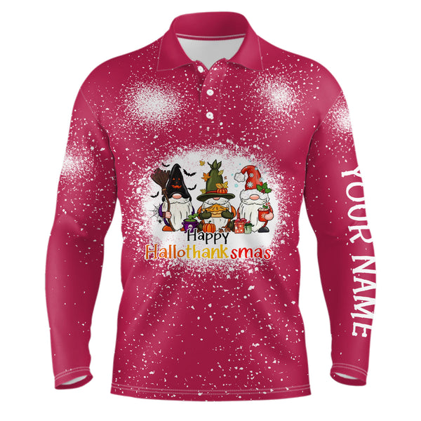 Happy Hallothanksmas Christmas Santa Mens Golf Polo Shirt Custom Funny Golf Tops For Men LDT0674