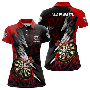 Personalized Red Black Darts Polo Shirt Custom Cool Darts Shirt For Women Team Jersey LDT0686