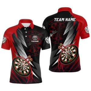 Personalized Red Black Mens Darts Polo Shirt Custom Cool Darts Shirt For Men Team Jersey LDT0686