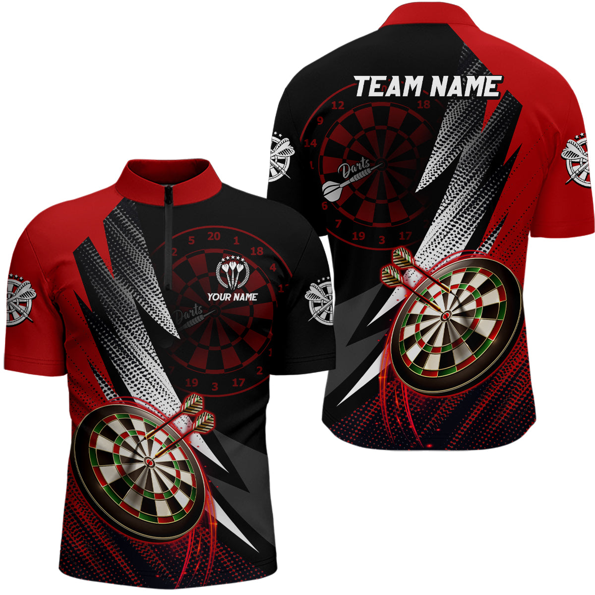 Personalized Red Black Darts Quarter-zip Shirt Custom Cool Darts Shirt For Men Team Jersey LDT0686