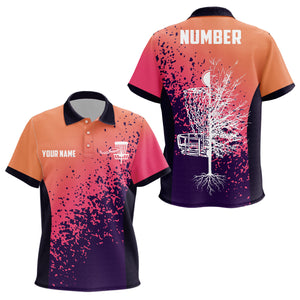 Personalized Disc Golf Gradient Sunset Paint Kids Polo Shirt Custom Disc Golf Shirts For Kid LDT0702