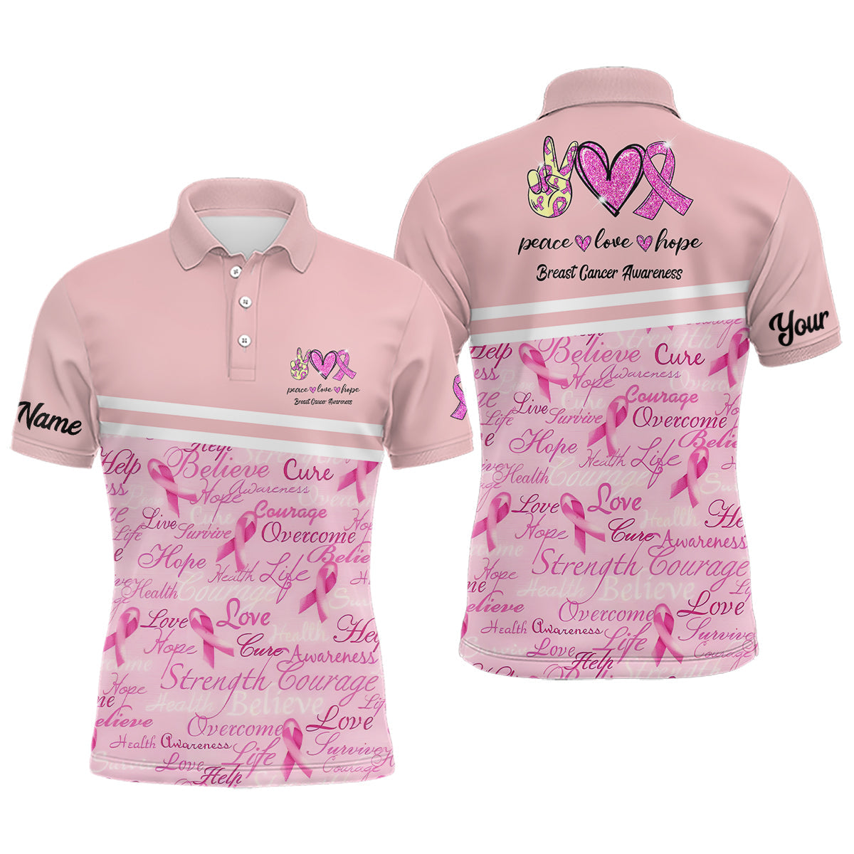 Breast Cancer Awareness Pink Mens Golf Polo Shirt Custom Golf Shirts For Men Best Golf Gifts LDT0389
