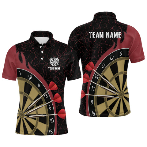Personalized Darts Set Red Fire Flame Polo Shirt Custom Darts Shirt For Men Darts Jersey LDT0396
