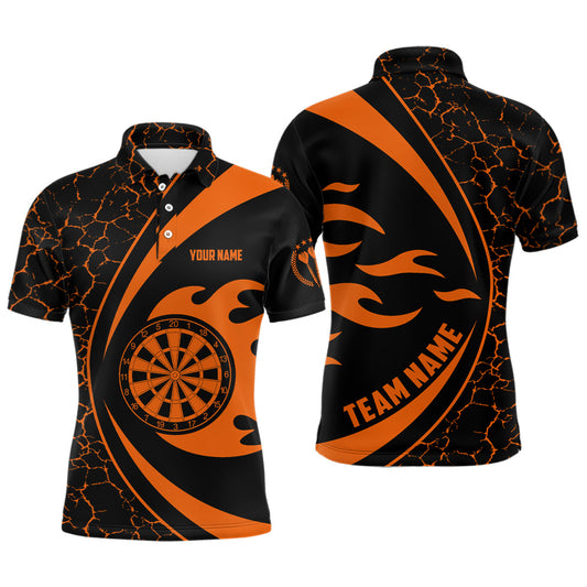 Personalized Orange Fire Flame Darts Men Polo Shirt Darts Shirt For Men Darts Jersey LDT0711