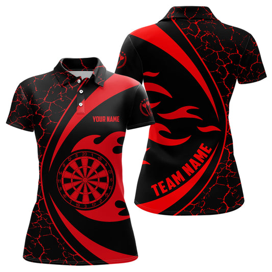 Personalized Red Fire Flame Darts Polo Shirt Darts Shirt For Women Darts Team Jersey LDT0712