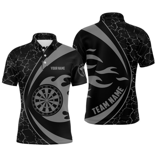 Personalized Grey Fire Flame Darts Men Polo Shirt Darts Shirt For Men Darts Team Jersey LDT0713